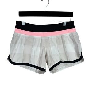 Lululemon Hotty‎ Hot Shorts Women's Size 6 Black Pink Plaid Athletic Running